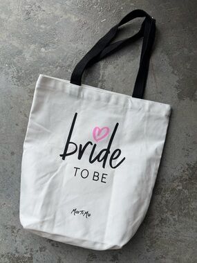 Bride To Be Canvas Tote Bag - White with Pink Accent